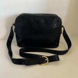 Salvatore Ferragamo Black Speckled Suede Crossbody Bag